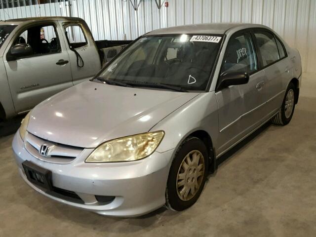 JHMES16515S006666 - 2005 HONDA CIVIC LX SILVER photo 2