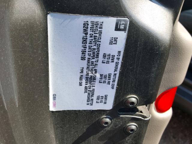 1G2WP12K51F184199 - 2001 PONTIAC GRAND PRIX BROWN photo 10