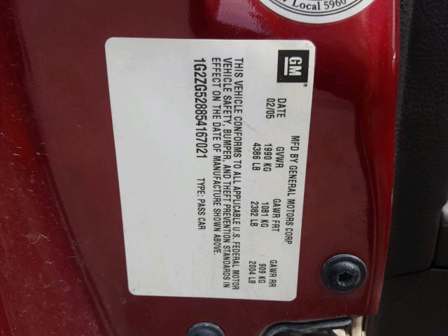 1G2ZG528854167021 - 2005 PONTIAC G6 RED photo 10