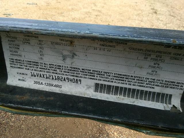 16VAX1211B2A94089 - 2011 UTILITY TRAILER BLACK photo 10