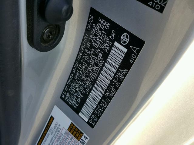 JTKDE177550007862 - 2005 TOYOTA SCION TC 银色 照片 10