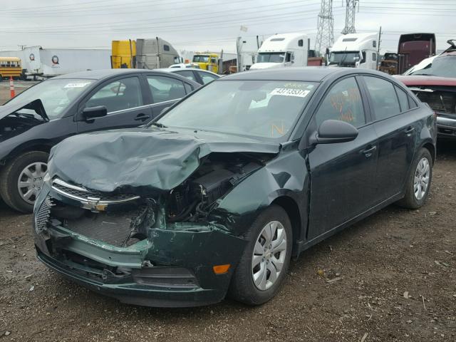 1G1PA5SH0E7406864 - 2014 CHEVROLET CRUZE GREEN photo 2