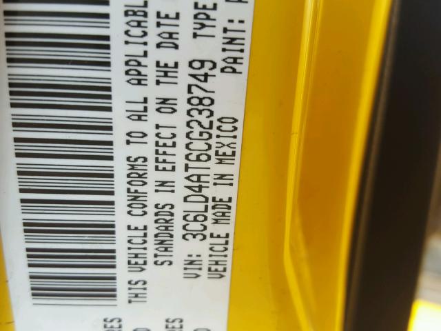 3C6LD4AT6CG238749 - 2012 DODGE RAM 2500 S YELLOW photo 10