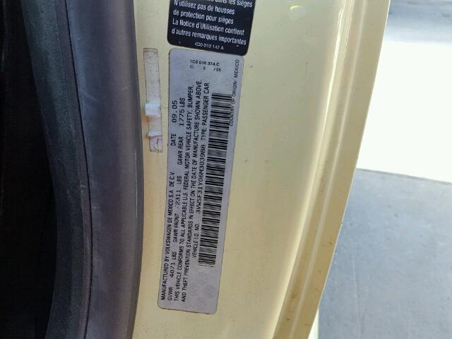 3VWSF31Y06M303988 - 2006 VOLKSWAGEN NEW BEETLE ყვითელი ფოტო 10