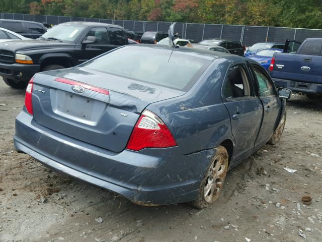 3FAHP0HA9CR170959 - 2012 FORD FUSION SE BLUE photo 4