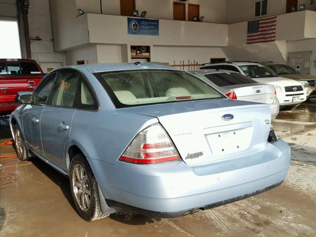 1FAHP27WX8G101625 - 2008 FORD TAURUS SEL BLUE photo 3