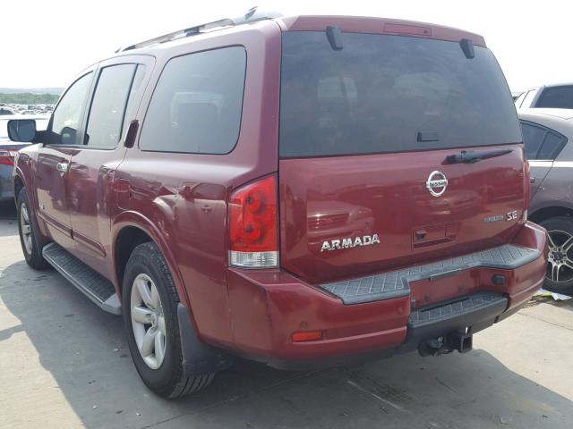 5N1BA08D38N633602 - 2008 NISSAN ARMADA SE MAROON photo 3