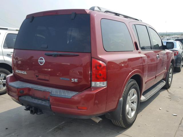 5N1BA08D38N633602 - 2008 NISSAN ARMADA SE MAROON photo 4