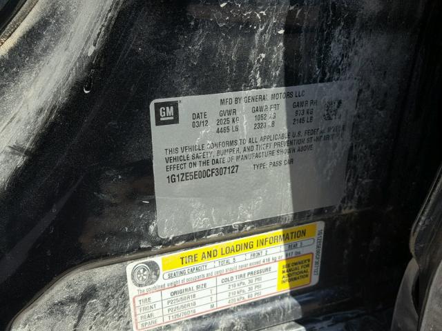 1G1ZE5E00CF307127 - 2012 CHEVROLET MALIBU LTZ 黑色 照片 10