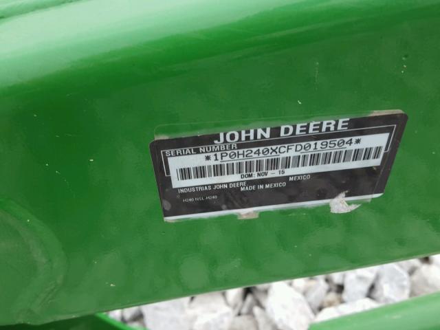 1P0H240XCFD019504 - 2016 JOHN DEERE H240 GREEN photo 10