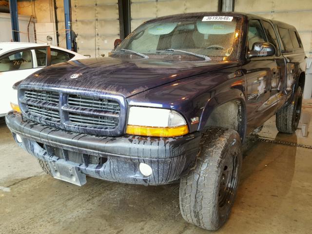 1B7GG22Y4XS216327 - 1999 DODGE DAKOTA PURPLE photo 2