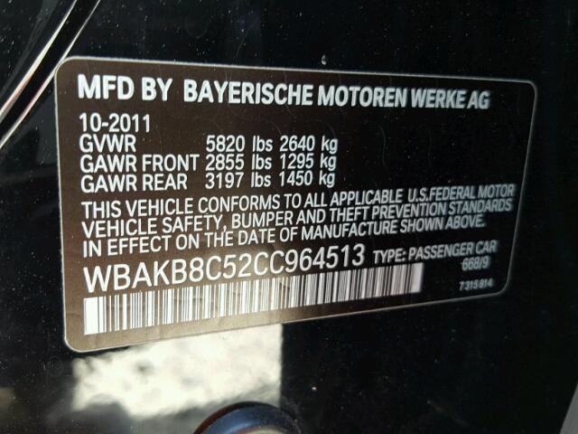 WBAKB8C52CC964513 - 2012 BMW 750LI BLACK photo 10