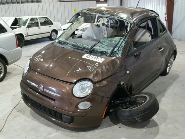 3C3CFFAR1ET293952 - 2014 FIAT 500 BROWN photo 2