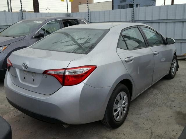 5YFBURHE6EP160219 - 2014 TOYOTA COROLLA L SILVER photo 4