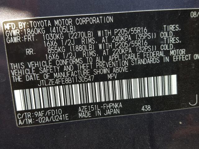 JTLZE4FE8B1130547 - 2011 TOYOTA SCION XB Көк фото 10