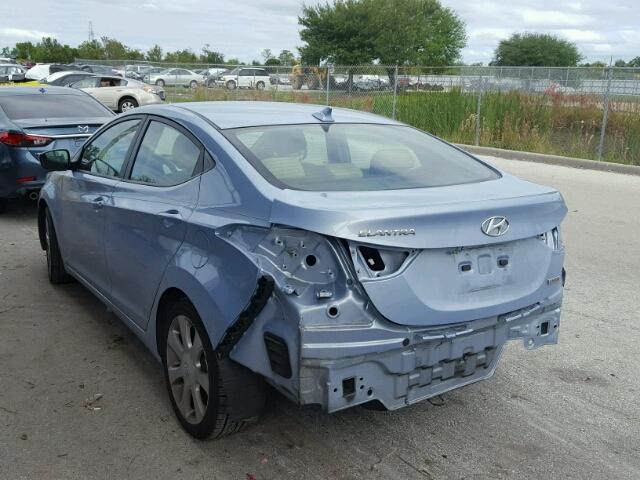 KMHDH4AE0CU495417 - 2012 HYUNDAI ELANTRA GL BLUE photo 3