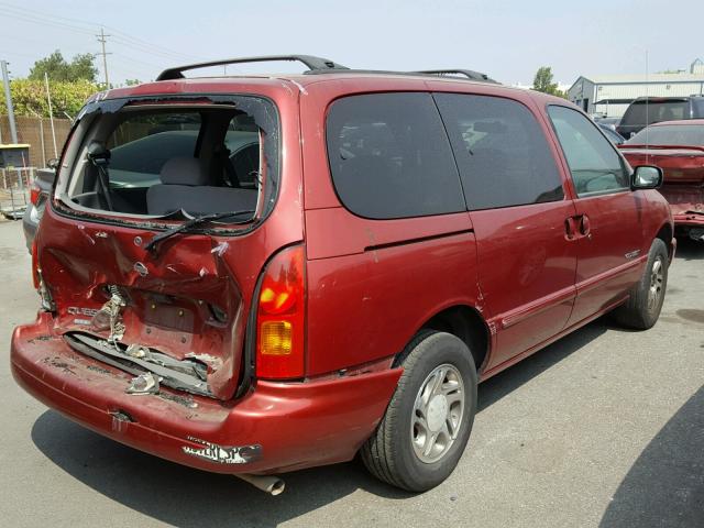 4N2XN11T6YD800544 - 2000 NISSAN QUEST SE MAROON photo 4