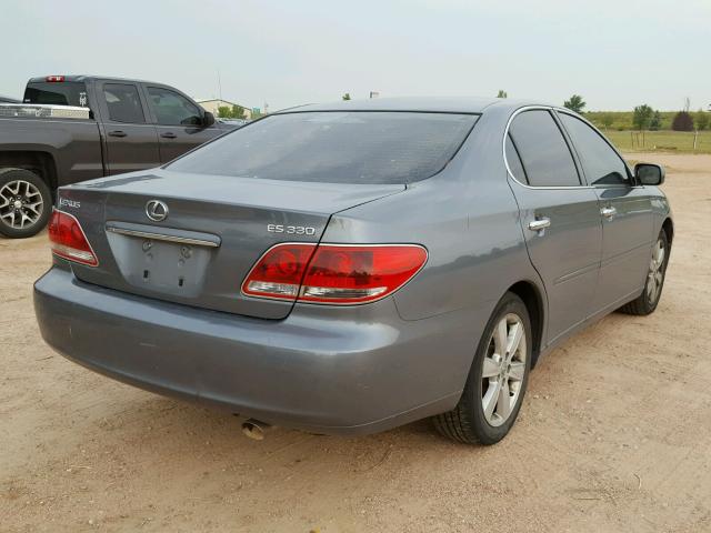 JTHBA30G655107227 - 2005 LEXUS ES330 GRAY photo 4