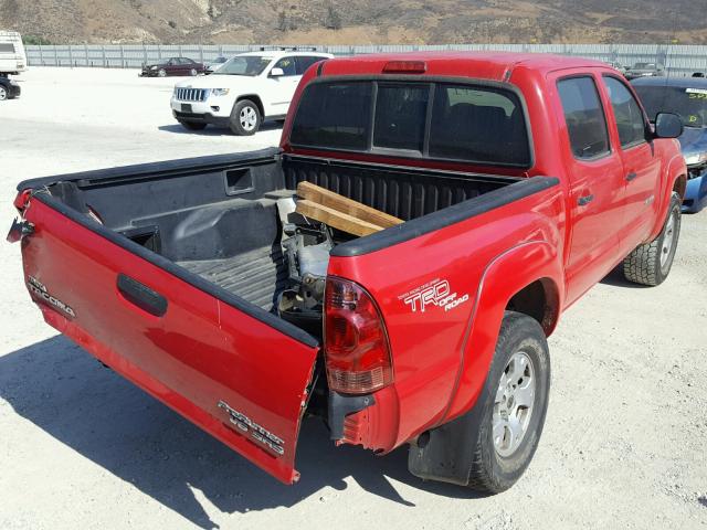 5TEJU62N27Z446200 - 2007 TOYOTA TACOMA DOU RED photo 4
