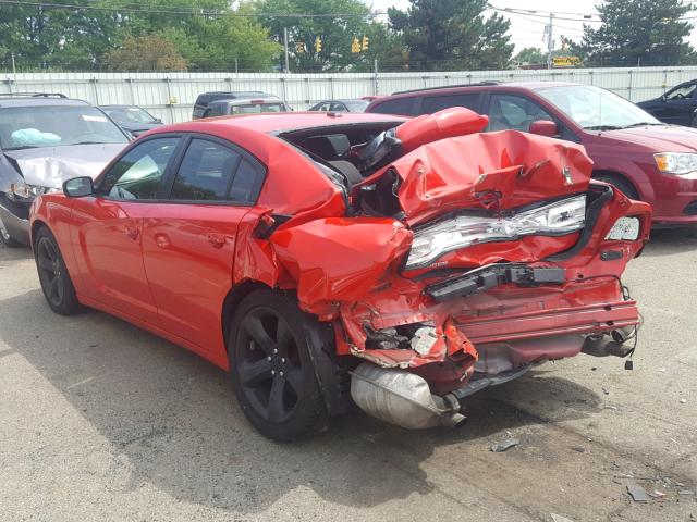 2C3CDXHG4EH216288 - 2014 DODGE CHARGER SX RED photo 3