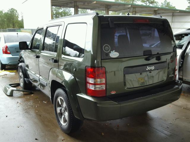 1J8GP28K38W211075 - 2008 JEEP LIBERTY GREEN photo 3