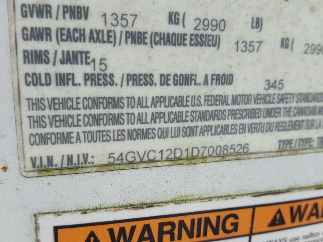 54GVC12D1D7008526 - 2013 TRAIL KING UTILITY WHITE photo 10