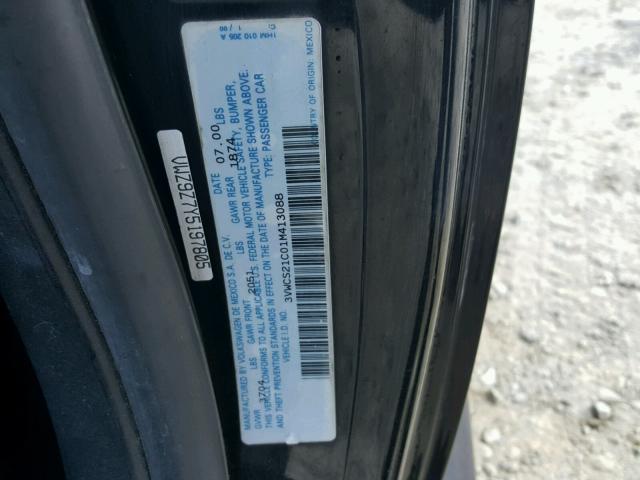 3VWCS21C01M413088 - 2001 VOLKSWAGEN NEW BEETLE 黑色 照片 10