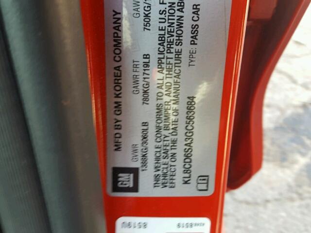 KL8CD6SA3GC563684 - 2016 CHEVROLET SPARK 1LT Красный фото 10