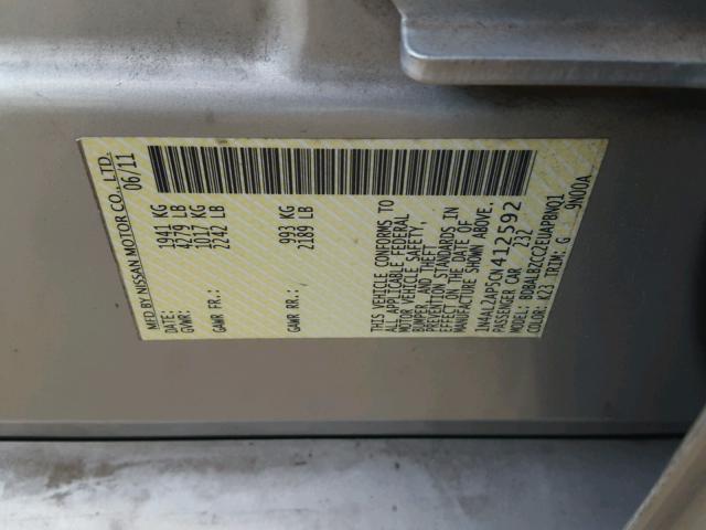 1N4AL2AP5CN412592 - 2012 NISSAN ALTIMA BAS SILVER photo 10