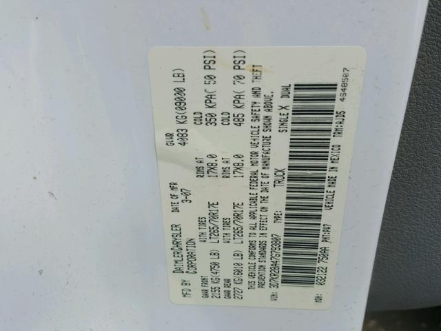 3D7KR28A47G793807 - 2007 DODGE RAM 2500 S Սպիտակ լուսանկար 10