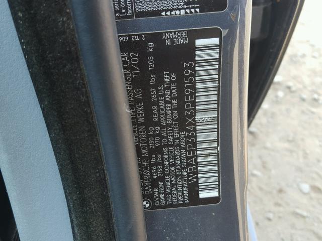 WBAEP334X3PE91593 - 2003 BMW 325 XIT BLUE photo 10