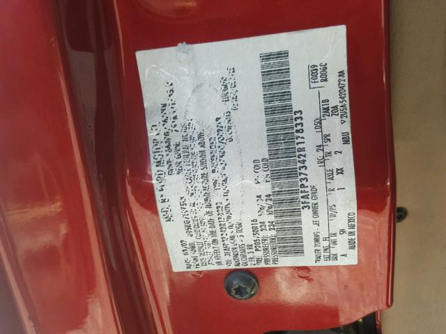 3FAFP37342R178333 - 2002 FORD FOCUS ZX5 RED photo 10