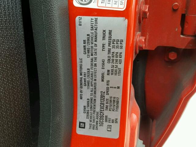 1GCDSCFEXC8132012 - 2012 CHEVROLET COLORADO L RED photo 10