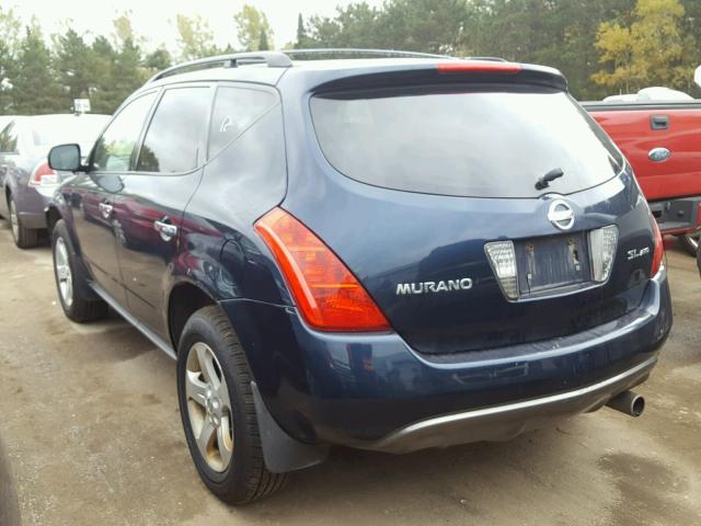 JN8AZ08W45W409209 - 2005 NISSAN MURANO BLUE photo 3