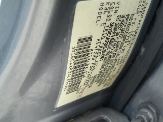 3N1BC1AP3AL394361 - 2010 NISSAN VERSA S GRAY photo 10