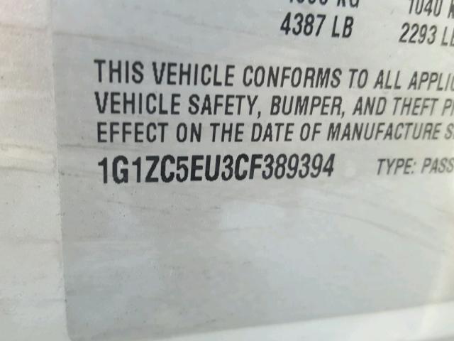 1G1ZC5EU3CF389394 - 2012 CHEVROLET MALIBU 1LT ვერცხლისფერი ფოტო 10