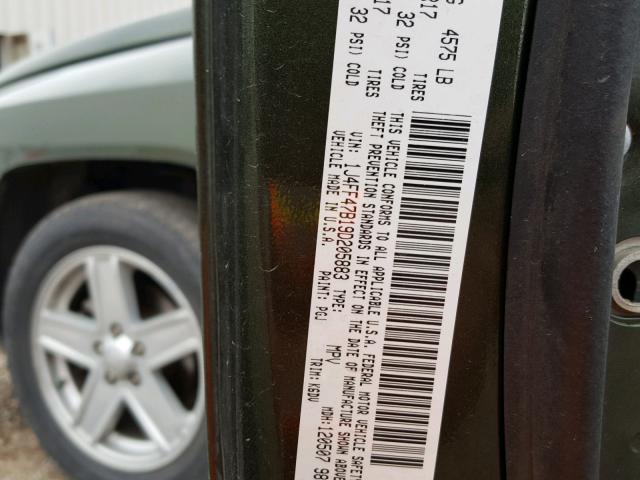 1J4FF47B19D205883 - 2009 JEEP COMPASS SP GREEN photo 10