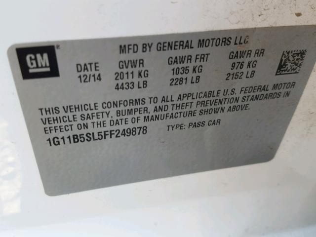 1G11B5SL5FF249878 - 2015 CHEVROLET MALIBU LS Ağ foto 10