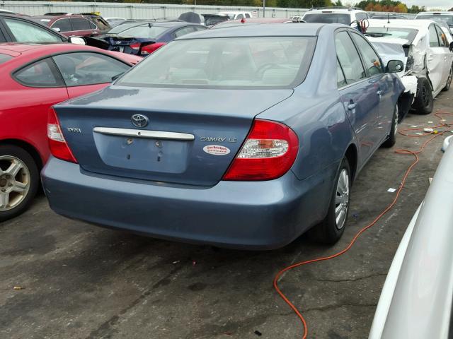 4T1BE32K02U568816 - 2002 TOYOTA CAMRY BLUE photo 4