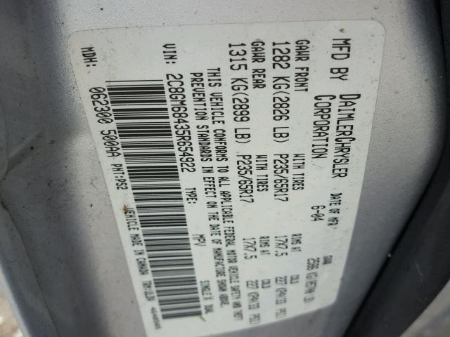 2C8GM68435R654922 - 2005 CHRYSLER PACIFICA T SILVER photo 10