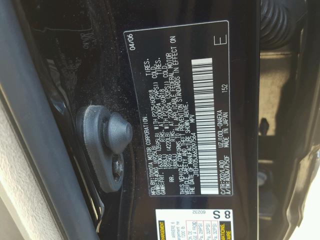 JTEHT05J662097564 - 2006 TOYOTA LAND CRUIS BLACK photo 10