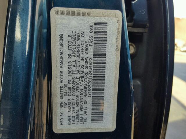 1Y1SK5281YZ434823 - 2000 CHEVROLET GEO PRIZM 蓝色 照片 10