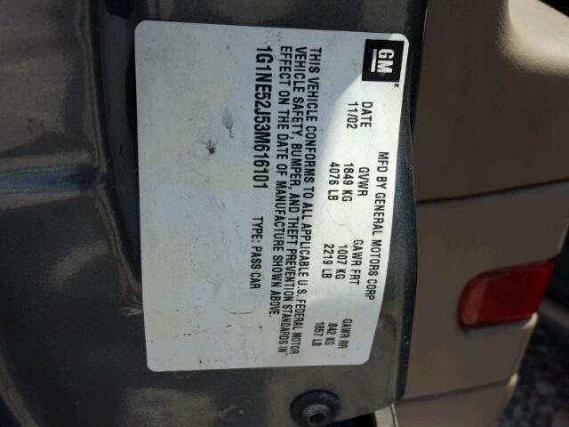 1G1NE52J53M616101 - 2003 CHEVROLET MALIBU LS Boz foto 10