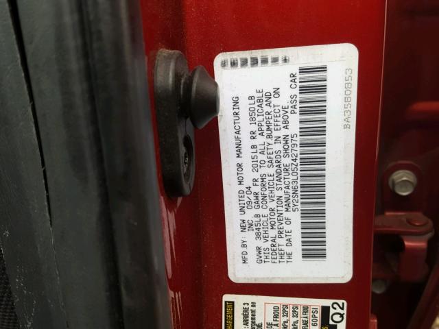 5Y2SN63L05Z427975 - 2005 PONTIAC VIBE GT RED photo 10