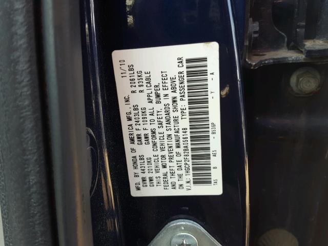 1HGCP2F82BA056148 - 2011 HONDA ACCORD EXL BLUE photo 10