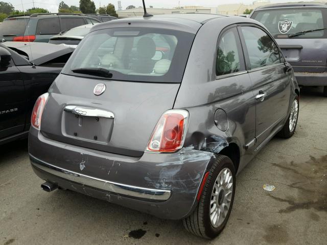 3C3CFFCRXCT104256 - 2012 FIAT 500 LOUNGE SILVER photo 4