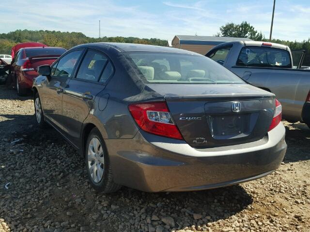 19XFB2F59CE013747 - 2012 HONDA CIVIC LX GRAY photo 3