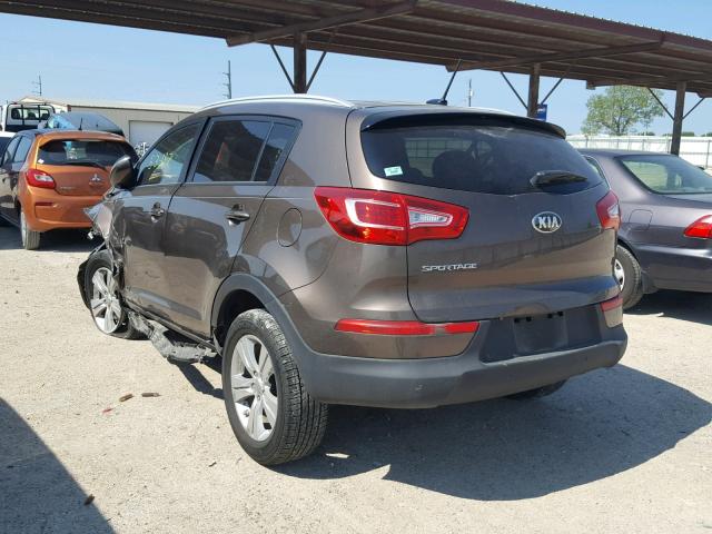 KNDPB3A21D7471498 - 2013 KIA SPORTAGE B BROWN photo 3