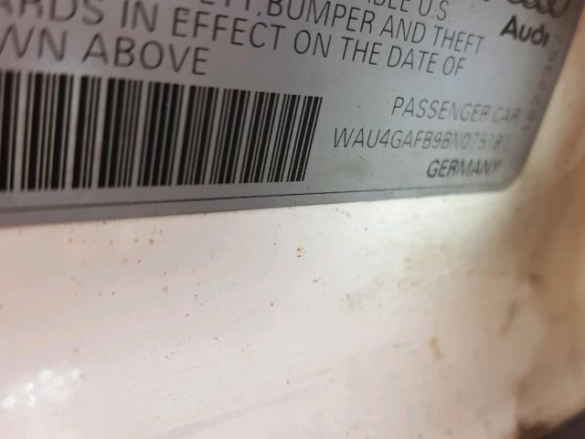 WAU4GAFB9BN075181 - 2011 AUDI A6 PRESTIG თეთრი ფოტო 10