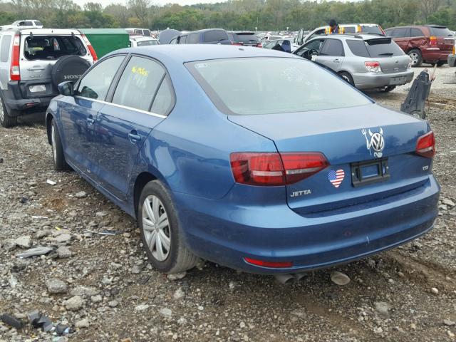 3VW2B7AJXHM339115 - 2017 VOLKSWAGEN JETTA S BLUE photo 3